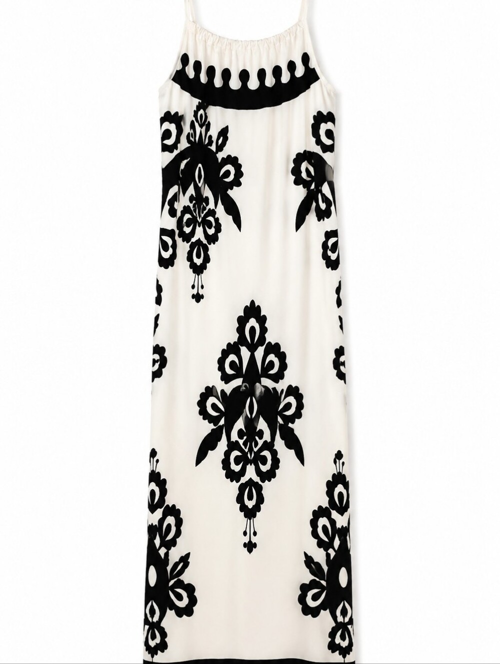 Women's XL Black White Floral Print Maxi Dress Flowing Boho